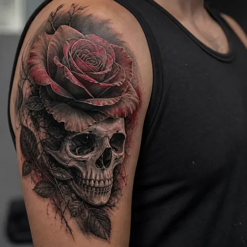Rose mit Totenkopf